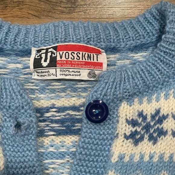 VossKnit Vintage Wool Knit Norwegian style Cardigan Sweater Women - Picture 3 of 3